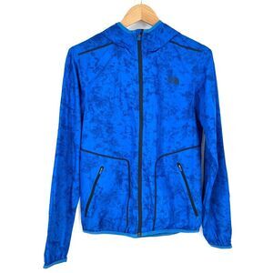 THE NORTH FACE Ampere Windbreaker‎ Trainer Jacket Mens Size S Blue Camo Hooded